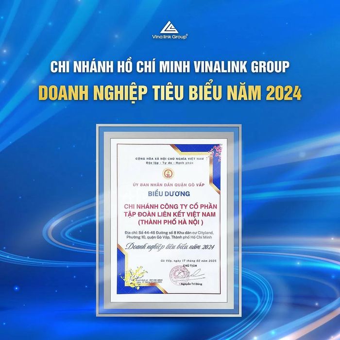 UBND Quận Gò Vấp biểu dương Chi nhánh Vinalink Group là doanh nghiệp tiêu biểu năm 2024