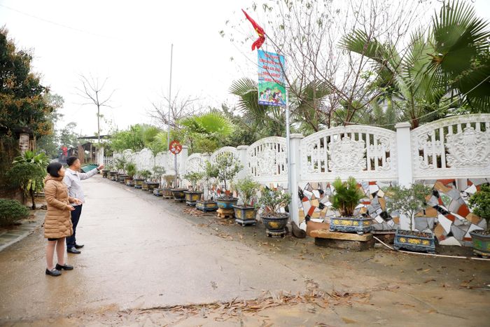 Các hộ dân tự trồng hoa, cây cảnh bên ngoài hàng rào của gia đình tạo cảnh quan xanh, sạch, đẹp
