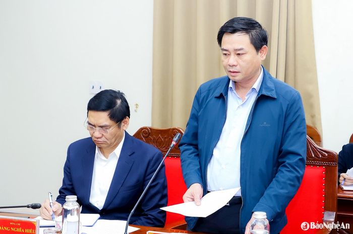 Đồng chí Hồ Lê Ngọc - Trưởng ban Nội chính Tỉnh ủy phát biểu tại hội nghị. Ảnh: Phạm Bằng