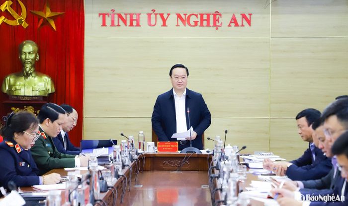 Bí thư Tỉnh ủy Nghệ An Nguyễn Đức Trung phát biểu kết luận. Ảnh: Phạm Bằng