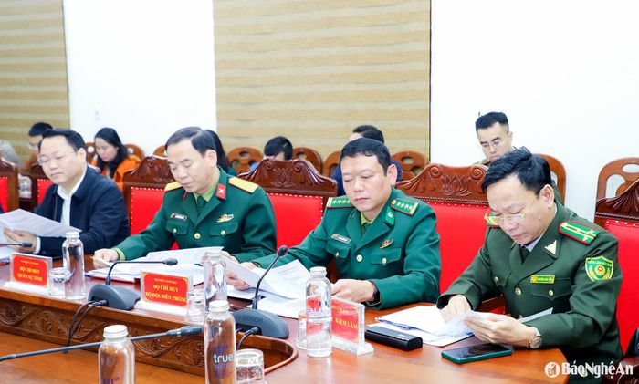 Lãnh đạo các cơ quan trong khối Nội chính tại hội nghị giao ban. Ảnh: Phạm Bằng