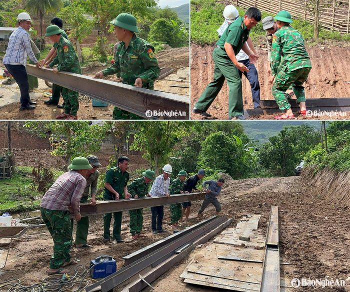 Đồn Biên phòng Nhôn Mai làm cầu dân sinh cho dân bản trên địa bàn. Ảnh: CSCC