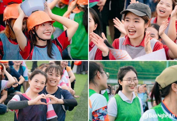 Vẻ đẹp khỏe khoắn, đầy sức sống, tràn trề năng lượng của của nữ công nhân, lao động trên sân cỏ. Ảnh: CSCC