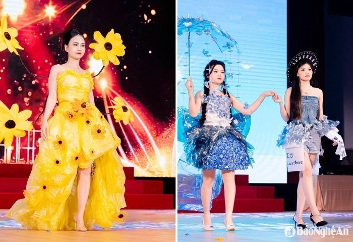 Với thông điệp bảo vệ môi trường, các sản phẩm thể hiện sự sáng tạo, tự tin thể hiện của nữ công nhân, lao động. Ảnh: CSCC