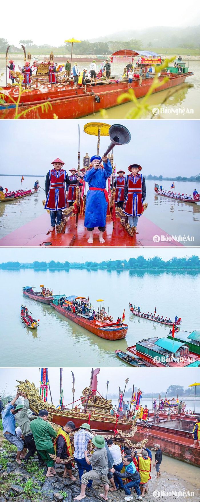 Lễ rước hến tại Lễ hội Đền Thanh Liệt, huyện Hưng Nguyên. Ảnh: Quốc Đàn