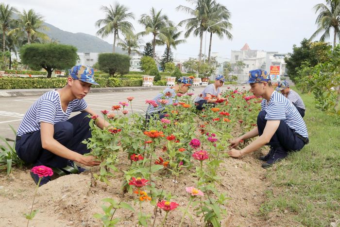 Giờ lao động củng cố doanh trại.