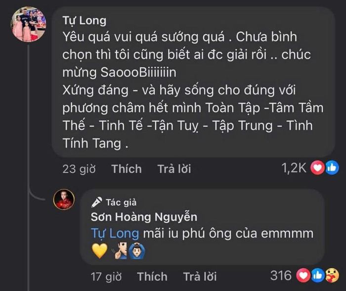 Chủ nhân hit "Phía sau một cô gái" cảm ơn lời tán dương của đàn anh. (Ảnh chụp màn hình)