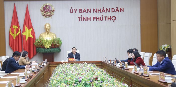 Phó Chủ tịch UBND tỉnh Nguyễn Mạnh Sơn chủ trì tại điểm cầu Phú Thọ.