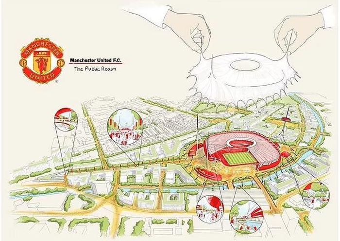  Bản vẽ cho thấy sân Old Trafford mới sẽ được dời lùi về phía sau so với vị trí hiện tại, vốn gắn bó với MU hơn một thế kỷ và trở thành biểu tượng huyền thoại của đội bóng. 