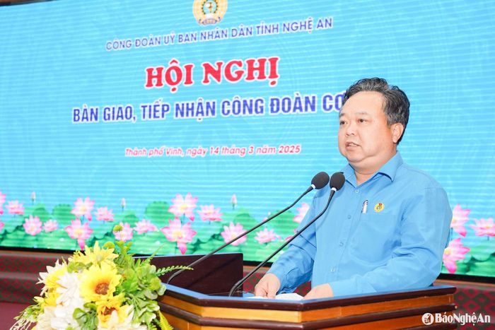 Ông Nguyễn Công Danh - Chủ tịch Công đoàn UBND tỉnh phát biểu tại sự kiện. Ảnh: Diệp Thanh