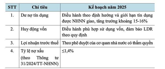 Kế hoạch kinh doanh năm 2025 của BIDV.