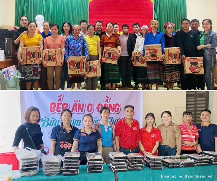 Câu lạc bộ Hiến máu nhân đạo Nghệ An tham gia tặng quà cho các hộ nghèo ở vùng cao và thiện nguyện nấu cơm miễn phí cho các bệnh nhân tại Bệnh viện Đa khoa huyện Quỳnh Lưu. Ảnh: NVCC