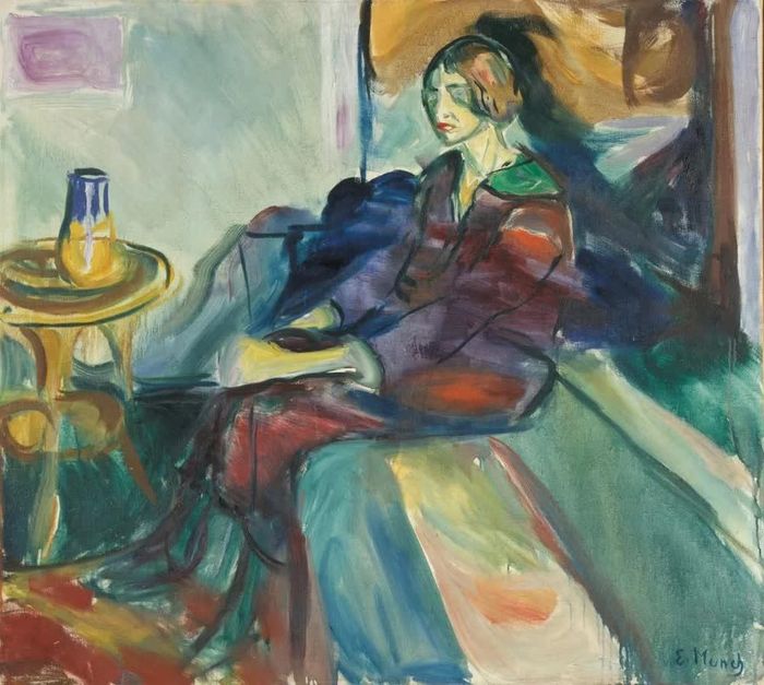 Bức “Người mẫu Birgit Prestøe ngồi trên ghế dài” (1924)