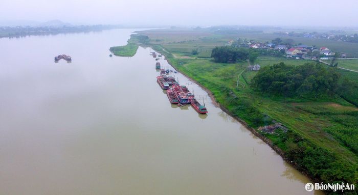 Theo người dân và chính quyền các xã cho biết, việc bờ sông bị sạt lở liên tục ngoài nguyên nhân như mưa lũ, dòng chảy biến động thì còn do tác động của việc các tàu khai thác cát ở lòng sông Lam. Ảnh: Quang An