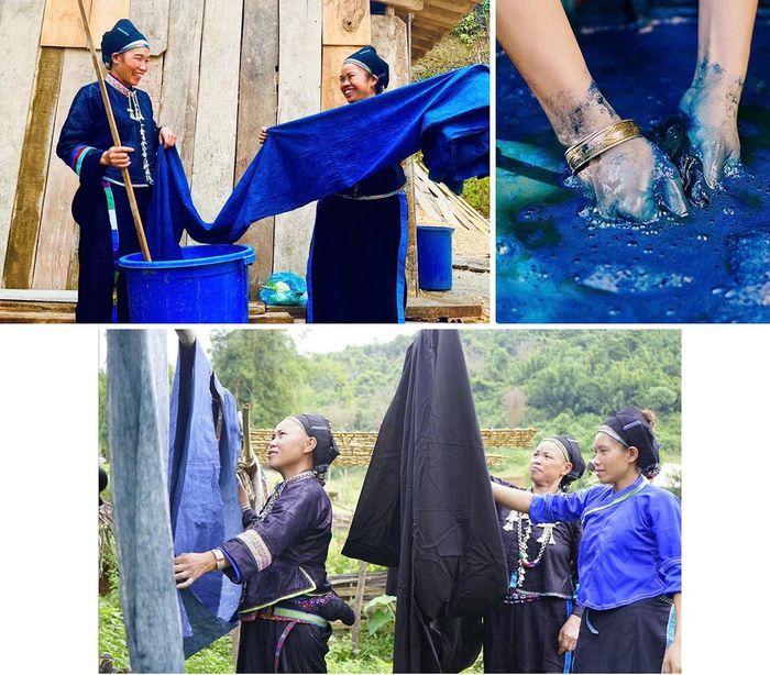 Nhuộm chàm là một trong bước đầu tiên của việc tạo nên trang phục truyền thống của người Nùng.