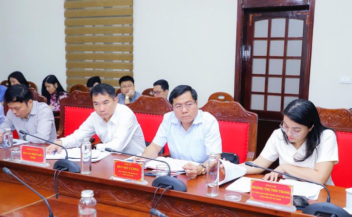 Lãnh đạo các cơ quan trong khối Nội chính tại hội nghị giao ban. Ảnh: Phạm Bằng