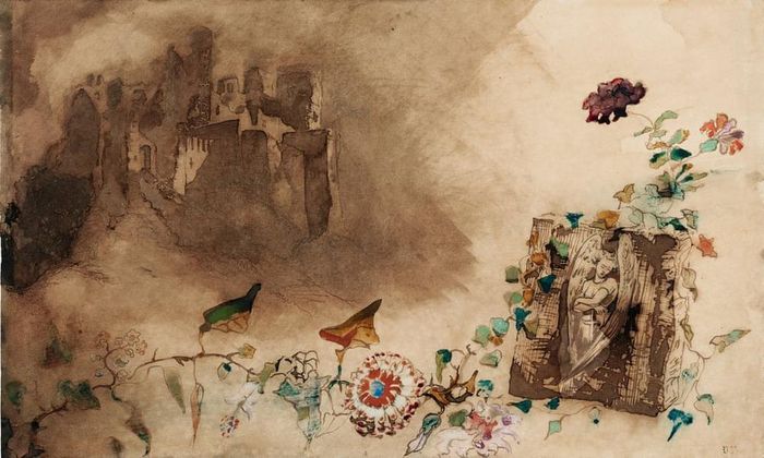 Bức “Lâu đài cùng thiên thần” do Hugo vẽ năm 1863