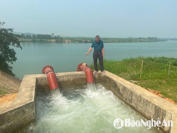 Trạm bơm Vĩnh Phú (xã Lĩnh Sơn, huyện Anh Sơn) đã bàn giao đưa vào sử dụng tưới lúa vụ Xuân. Ảnh: Văn Trường