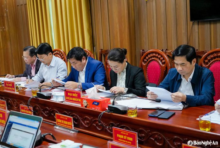 Đại diện lãnh đạo các sở, ban, ngành tham dự cuộc làm việc. Ảnh: TL