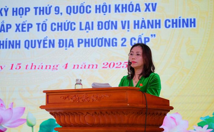 Đại biểu Hoàng Thị Thu Hiền - Phó Chủ tịch Thường trực Hội Liên hiệp Phụ nữ tỉnh Nghệ An đã thông báo dự kiến chương trình, nội dung kỳ họp thứ 9, Quốc hội khóa XV. Ảnh: TL