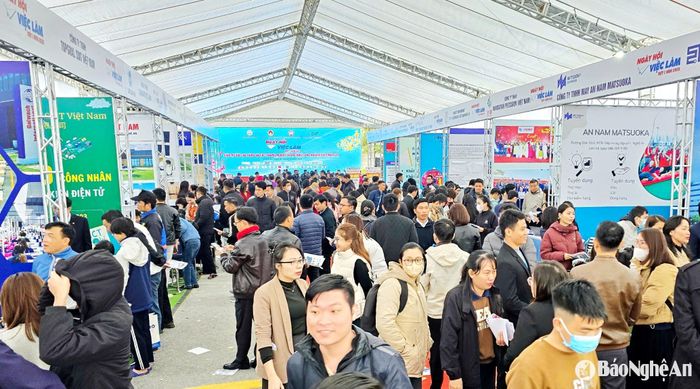 Ngày hội việc làm lần 1 năm 2025 được tổ chức thành công tại Khu công nghiệp VSIP Nghệ An trong tháng 2/2025. Ảnh: Nguyên Nguyên