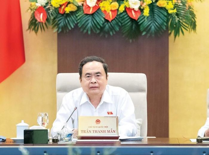  Chủ tịch Quốc hội Trần Thanh Mẫn phát biểu tại phiên họp. Ảnh: Hồ Long 