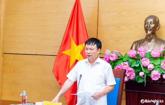 Phó Chủ tịch Ủy ban nhân dân tỉnh Bùi Đình Long phát biểu tại Hội nghị. Ảnh: Minh Quân