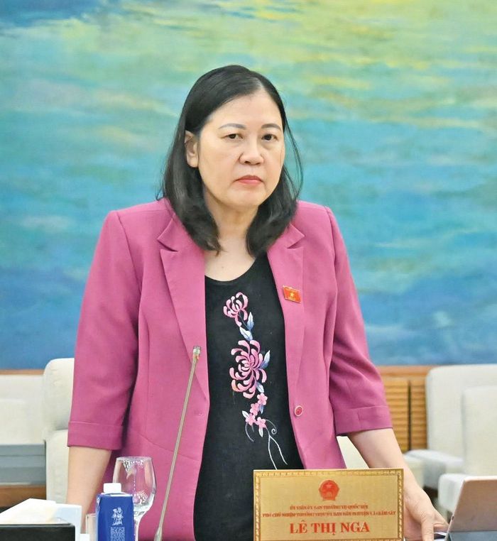  Phó Chủ nhiệm Thường trực Ủy ban Dân nguyện và Giám sát Lê Thị Nga phát biểu. Ảnh: Quang Khánh 