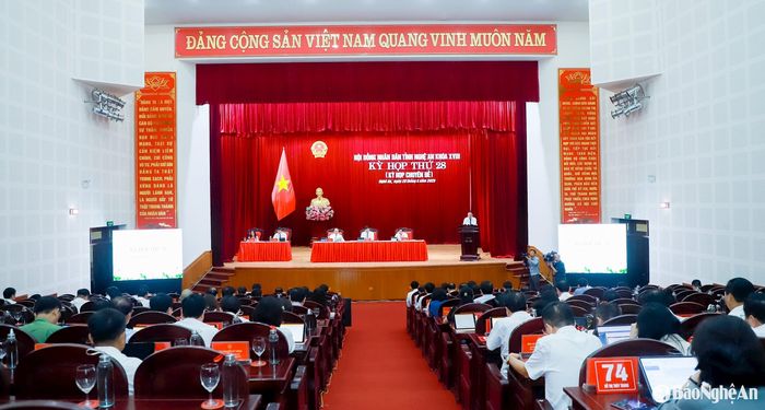 Toàn cảnh Kỳ họp thứ 28 HĐND tỉnh khóa XVIII. Ảnh: Thành Duy