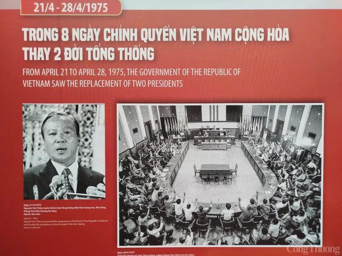 Ngày 21/4/1975, Nguyễn Văn Thiệu tuyên bố từ chức Tổng thống Việt Nam Cộng hòa và Phó Tổng thống Trần Văn Hương lên thay.