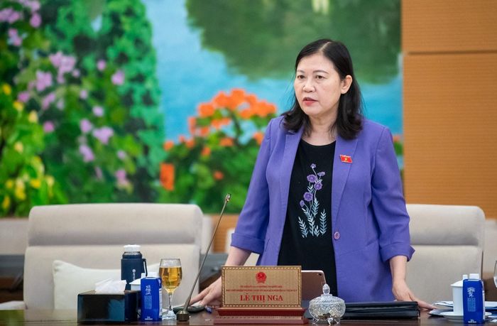 Phó Chủ nhiệm Thường trực Ủy ban Dân nguyện và Giám sát Lê Thị Nga phát biểu. Ảnh: Hồ Long