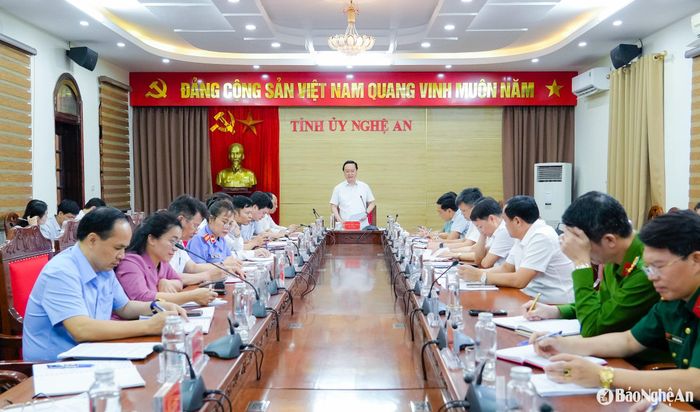 Quang cảnh Hội nghị Giao ban khối Nội chính tháng 4/2025. Ảnh: Phạm Bằng