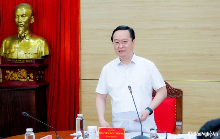Bí thư Tỉnh ủy Nghệ An Nguyễn Đức Trung phát biểu kết luận. Ảnh: Phạm Bằng