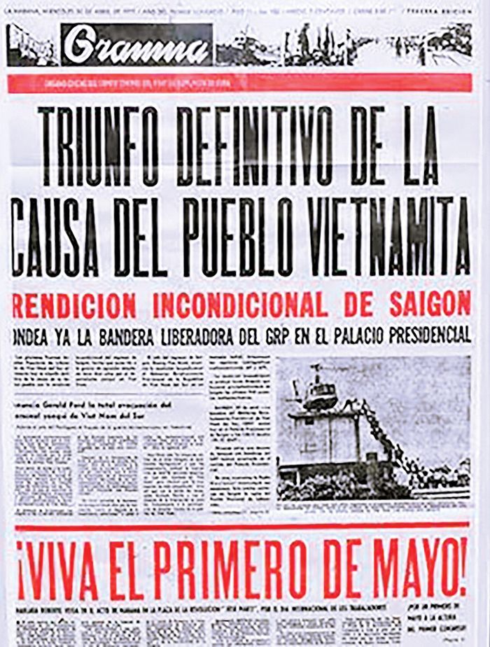 Báo Nhân đạo (L’Humanité) ra số đặc biệt “30 avril 1975. Vietnam enfin libre - 30/4/1975, Việt Nam tự do”. Ảnh: T.L