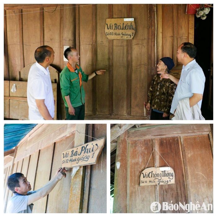Bên cạnh sự nỗ lực của người dân, chính quyền huyện Kỳ Sơn tích cực hỗ trợ, đồng hành cùng người dân trong việc bảo tồn di sản nhà cổ. Trong ảnh: Những mái nhà samu được gắn số, để phục vụ cho công tác kiểm kê, bảo tồn. Ảnh: Thanh Phúc
