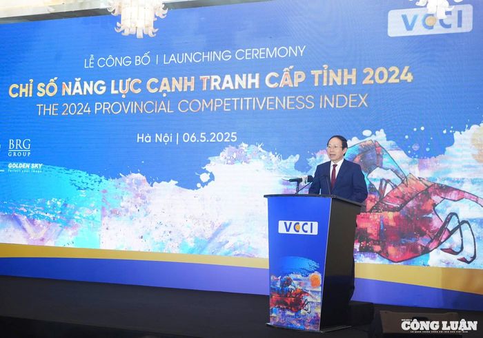 Đồng Lê Tiến Châu - Bí thư Thành ủy Hải Phòng phát biểu tại lễ công bố chỉ số năng lực cạnh tranh cấp tỉnh năm 2024