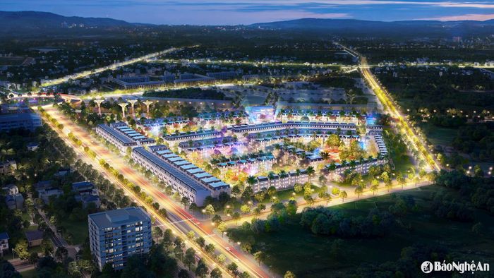 Phối cảnh Khu đô thị Đô Lương Central Park về đêm. Ảnh: PV