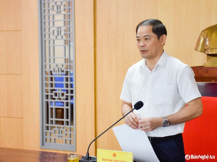Trưởng ban Pháp chế HĐND tỉnh Phạm Thành Chung kết luận phiên thẩm tra. Ảnh: T.L