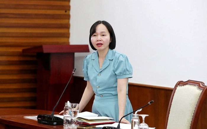 Phó Vụ trưởng Vụ Kế hoạch, Tài chính (Bộ VHTTDL) Nguyễn Thị Hồng Liên phát biểu tại buổi làm việc