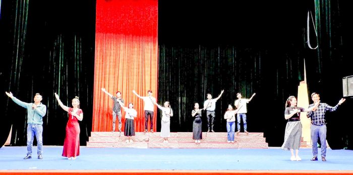 Đoàn Hà Tĩnh tích cực tập luyện chương trình tham gia Hội diễn "Tiếng hát làng Sen" năm 2025. Ảnh: Trung tâm Văn hóa, Điện ảnh và Xúc tiến du lịch tỉnh Hà Tĩnh