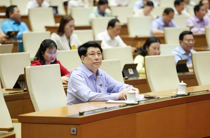  Chủ tịch nước Lương Cường và các đại biểu dự phiên họp Quốc hội sáng 13-5. Ảnh: QUANG PHÚC 