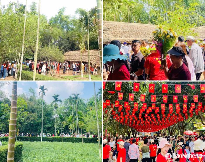 Du khách đến với Khu Di tích Kim Liên trong những ngày lễ lớn của dân tộc. Ảnh: CSCC