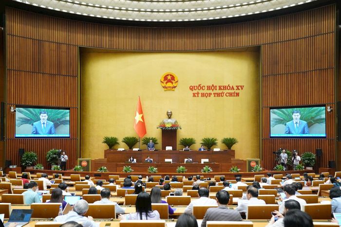 Quang cảnh phiên làm việc sáng 16/5 tại Hội trường Diên Hồng, Nhà Quốc hội. Ảnh: Nghĩa Đức