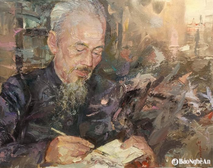 Bút pháp thể hiện của họa sĩ Hồ Huy Hùng phóng khoáng và đầy cảm xúc. Ảnh: NVCC