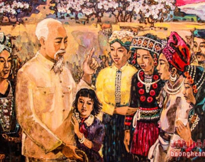 Tác phẩm "Đoàn kết là sức mạnh" của họa sĩ Trọng Hiệp. Ảnh tư liệu