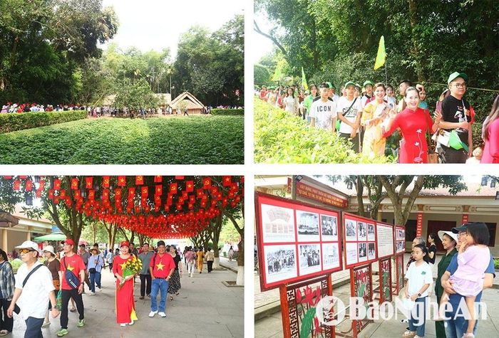 Du khách về với Khu Di tích Kim Liên dịp tháng 5. Ảnh: Huy Thư