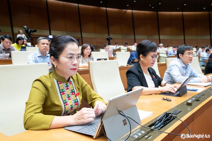 Các vị ĐBQH Đoàn Nghệ An trong phiên họp ngày 17/5. Ảnh: Nghĩa Đức