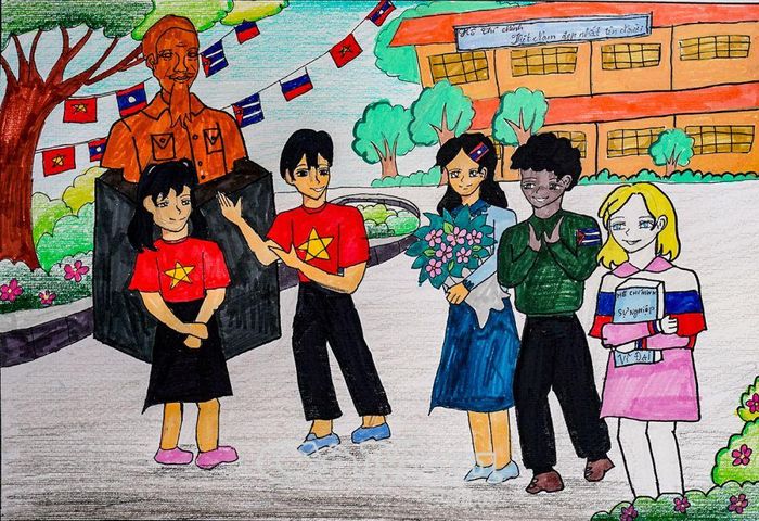 "Bác Hồ Kính yêu của chúng mình" của em Mai Như Ý, lớp 5B Trường Tiểu học Lý Tự Trọng, đoạt giải Ba.