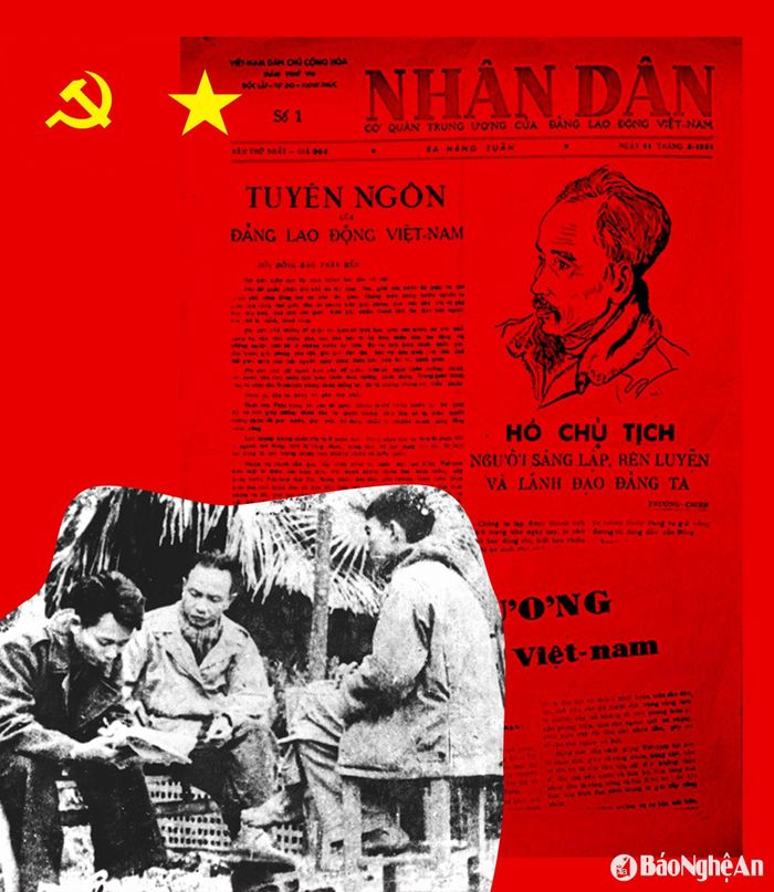 Đồng chí Trường Chinh, Thép Mới và Hà Xuân Trường duyệt bản thảo đăng Báo Nhân Dân số đầu tiên năm 1951.