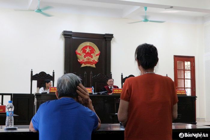 Vợ chồng bị hại tham dự tòa yêu cầu bị cáo phải hoàn trả tiền. Ảnh: Trần Vũ